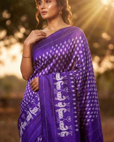 Home royal purple pochampally ikat silk saree.jpg